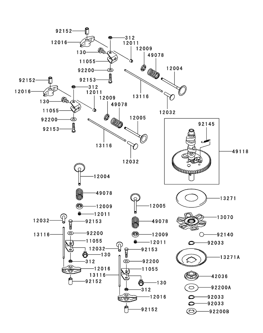 Kawasaki Fr691v-As05 Valve And Camshaft Diagram and Parts List for Z-FORCES54 (17AI5GHC-17AI5GHC010)(2012) Cub Cadet Lawn Tractor